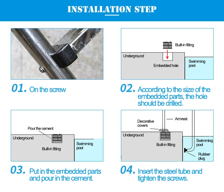 Factory Supply Stainless Steel or Plastic Steps Swimming Pool Ladder