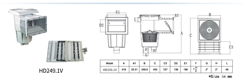 Swimming Pool Skimmer ABS Swimming Pool Wall Filter SPA Skimmer Pool Accessories