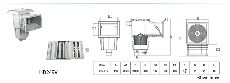 Swimming Pool Skimmer ABS Swimming Pool Wall Filter SPA Skimmer Pool Accessories